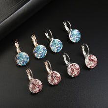 Load image into Gallery viewer, Fashion Earrings Crystal Blue Geometric Round Diamond Ear Clip Simple Stud Earrings
