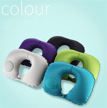 Load image into Gallery viewer, Push-type inflatable pillow travel outdoor U-shaped pillow neck pillow nap pillow milk silk inflatable pillow foldable mini easy to carry
