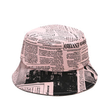 Load image into Gallery viewer, Printed newspaper pot hat summer letter hat bucket hat personality graffiti fisherman hat
