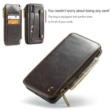 Load image into Gallery viewer, Case wallet with card slots Flip Zipper Wallet leather with  detachable 2 in 1 for iphone x/xs  pro max
