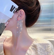 Geometric luxury tassel rhinestone earrings statement sparkling rhinestone earrings hanging earrings