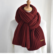 Load image into Gallery viewer, Solid color knitted woolen scarf for men and women winter thickened warm scarf
