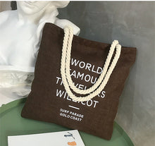 Load image into Gallery viewer, Art canvas bag fresh women&#39;s hemp rope shoulder bag simple handbag
