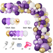 Load image into Gallery viewer, Party Balloons Set 125PCS purple white golden
