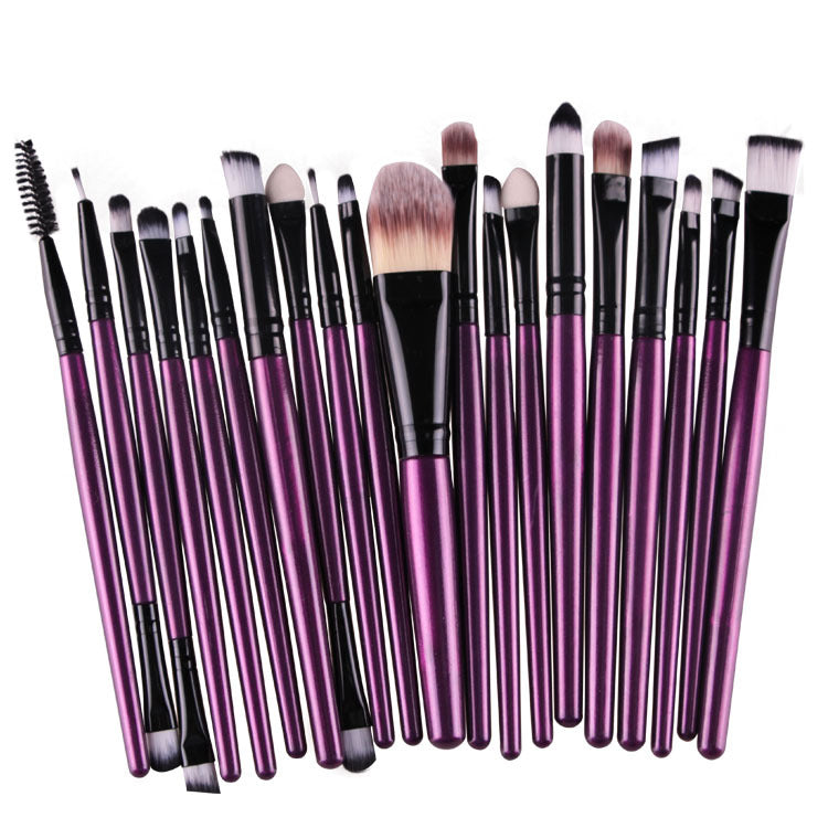 Ensemble de brosse de maquillage, 20Pcs Powder Eyeshadow Foundation Concealer Blush Lip Make Up Blending Brush Eye Brush Set