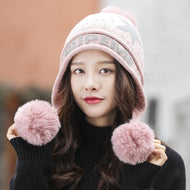 Three ball hat star female simple knitted hat student fashion warm woolen hat thickened pullover cap