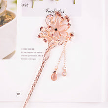 Load image into Gallery viewer, Hairpin Simple Ancient Style Female  Hairpin Daily Hairpin Artifact Tassel Step Shaking Hairpin -flower
