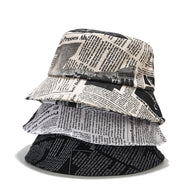 Printed newspaper pot hat summer letter hat bucket hat personality graffiti fisherman hat