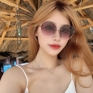 Lunettes de soleil femmes sans monture cristal coupe bord lentille polygonale protection UV lunettes de soleil