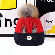 Load image into Gallery viewer, Baby hat autumn and winter cute boys and girls knitted hat bearded cat cartoon woolen hat plus velvet warm
