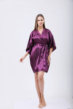 Load image into Gallery viewer, Imitation silk Robe Kimono Yukata Cardigan Robe Night Robe Multicolor Solid Color
