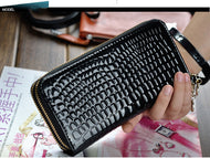 Multi-color double-layer large-capacity lychee pattern double zipper ladies large-capacity long wallet mobile phone bag