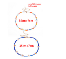 Load image into Gallery viewer, Personalized Colorful Beaded Ethnic Necklace Creative Rice Bead Woven Flower Geometric Necklace Bracelet Anklet
