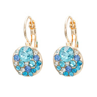 Fashion Earrings Crystal Blue Geometric Round Diamond Ear Clip Simple Stud Earrings