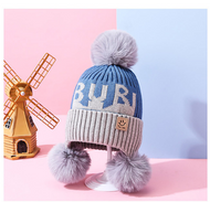 冬季羊毛帽子户外加上天鹅绒厚暖帽字母女士耳朵保护发球针织罩