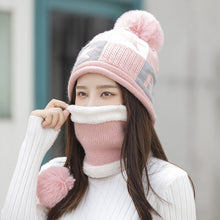 Tải hình ảnh vào trình xem Thư viện, Mũ len dệt kim hai mảnh mùa đông dành cho nữ đi xe đạp mùa đông và mũ len bảo vệ tai chống gió
