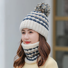 Load image into Gallery viewer, Women&#39;s winter  two-piece knitted warm hat for winter cycling and windproof ear protection wool hat
