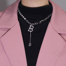 Load image into Gallery viewer, Light luxury letter pendant necklace sweater chain necklace temperament diamond B-shaped metal necklace jewelry
