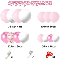 Load image into Gallery viewer, Party Balloons Set white pink princess style 107pcs

