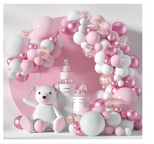 Tải hình ảnh vào trình xem Thư viện, Party Balloons Set white pink princess style 107pcs
