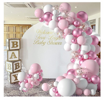 이미지를 갤러리 뷰어에 로드 , Party Balloons Set white pink princess style 107pcs
