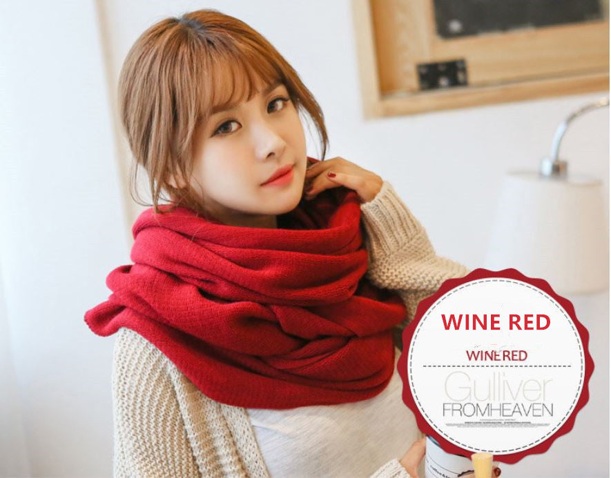 Scarf women's winter knitted wool cashmere scarf shawl men's and women's solid color all-match scarf