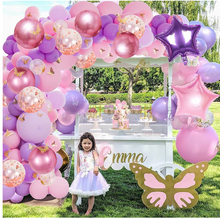 Cargar imagen en el visor de la galería, Party Balloons Set  pink purple princess birthday  style 129pcs
