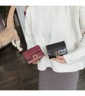 악어 무늬 심플 여성 쇼트 지갑 여성 용 클러치 가방 지갑 동전 지갑 작은 카드 가방