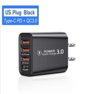 Load image into Gallery viewer, 3USB+1 Type-c USB-C FAST CHARGER US EURO STARDARD
