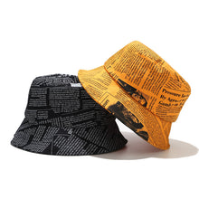 Load image into Gallery viewer, Printed newspaper pot hat summer letter hat bucket hat personality graffiti fisherman hat
