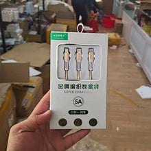 Charger l&#39;image dans la galerie, Chargeur de câble USB tressé en nylon 3 en 1 pour câble USB de type C 3in1 pour iPhone
