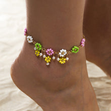 Load image into Gallery viewer, Jewelry Simple small fresh daisy tassel anklet retro flower pendant foot ornament
