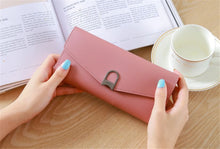 Load image into Gallery viewer, Hot-selling new ladies wallet long buckle simple multi-card female coin purse
