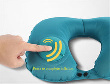 Load image into Gallery viewer, Push-type inflatable pillow travel outdoor U-shaped pillow neck pillow nap pillow milk silk inflatable pillow foldable mini easy to carry
