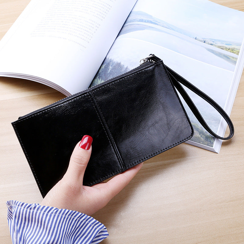 Ultra-thin large-capacity long multi-color soft leather wallet with zipper fashion clutch bag mobile phone bag