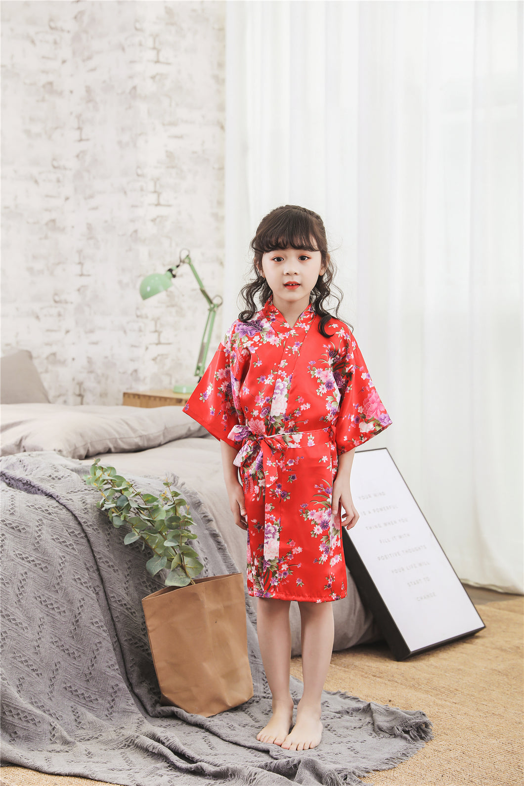 Children's Kimono Nightgown Skirt Flowers Multicolor girls