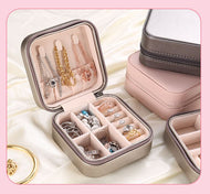 Portable jewelry storage box earrings earrings ring jewelry box zipper jewelry box pu leather