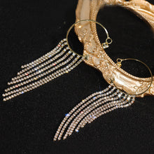 Load image into Gallery viewer, Geometric luxury tassel rhinestone earrings statement sparkling rhinestone earrings hanging earrings
