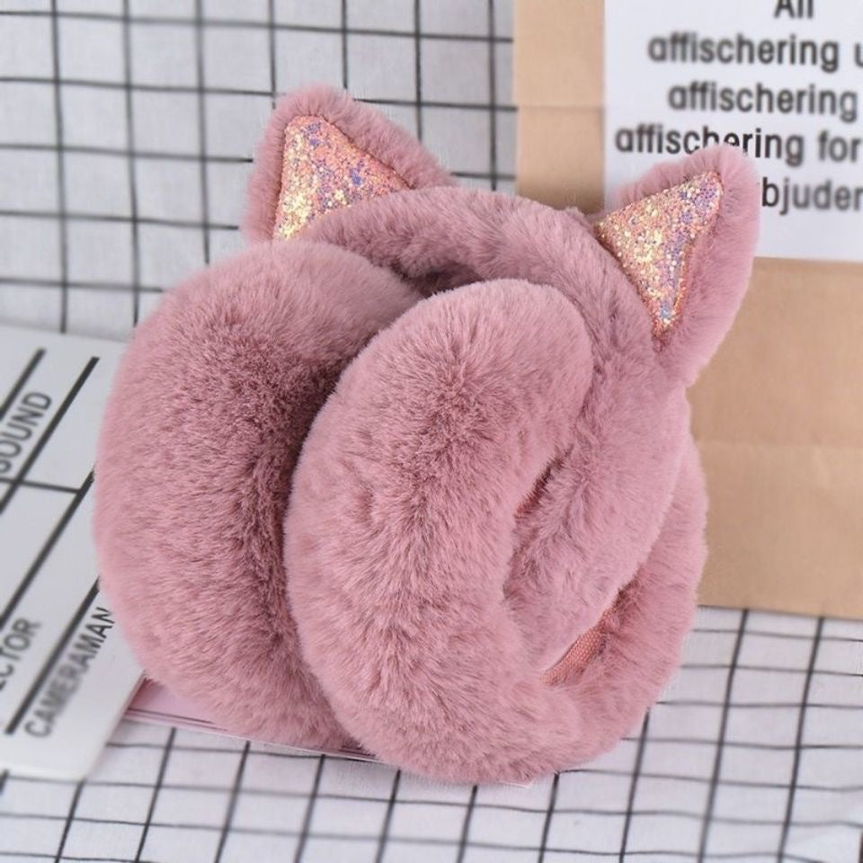 Foldable earmuffs warm cute  cartoon  plush earbags  antifreeze