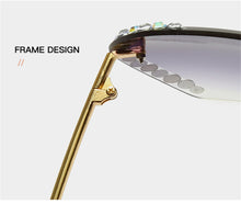 Load image into Gallery viewer, New style sunglasses female  frameless crystal cut-edge sunglasses ladies UV protection  with rhinestones
