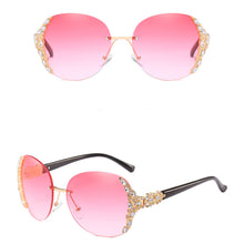Load image into Gallery viewer, New fashion women&#39;s frameless hipster ladies sunglasses with rhinestones large frame sunglasses
