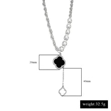 Load image into Gallery viewer, Light luxury black four-petal flower pendant necklace female niche design sweater chain flower necklace jewelry
