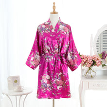 Load image into Gallery viewer, Imitation silk floral nightgown short kimono yukata cardigan bathrobe
